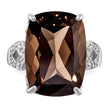 Sterling Silver Rhodium Smoky Quartz & Diamond Ring