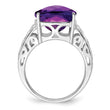 Sterling Silver Rhodium-plated Checker-Cut Amethyst Ring