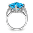 Sterling Silver Rhodium Checker-Cut Blue Topaz Ring