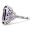 Sterling Silver Rhodium-plated Oval Amethyst Ring