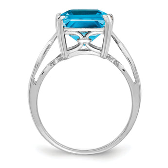 Sterling Silver Rhodium Blue Topaz Ring