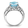 Sterling Silver Rhodium Checker-Cut Sky Blue Topaz Ring