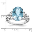 Sterling Silver Rhodium Checker-Cut Sky Blue Topaz Ring