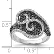 Sterling Silver Polished Black & White Diamond Swirl Ring