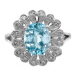 Sterling Silver Rhodium Diamond & Checker-Cut Sky Blue Topaz Ring