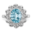 Sterling Silver Rhodium Diamond & Checker-Cut Sky Blue Topaz Ring