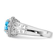 Sterling Silver Rhodium Blue Topaz & Diamond Ring
