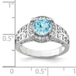 Sterling Silver Rhodium Diamond & Sky Blue Topaz Ring