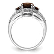 Sterling Silver Rhodium Diamond & Smoky Quartz Ring