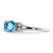 Sterling Silver Rhodium Blue Topaz & Diamond Ring