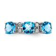 Sterling Silver Rhodium Blue Topaz & Diamond Ring