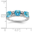 Sterling Silver Rhodium Blue Topaz & Diamond Ring