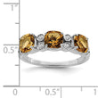 Sterling Silver Rhodium Whiskey Quartz & Diamond Ring