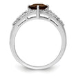 Sterling Silver Rhodium Smoky Quartz & Diamond Ring