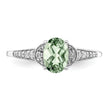 Sterling Silver Rhodium Green Quartz & Diamond Ring