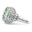 Sterling Silver Rhodium Oval Checker-Cut Green Quartz Ring