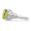 Sterling Silver Rhodium Checker-Cut Lemon Quartz Ring