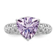 Sterling Silver Rhodium Pink Quartz Ring