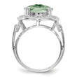 Sterling Silver Rhodium Checker-Cut Green Quartz Ring