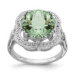 Sterling Silver Rhodium Checker-Cut Green Quartz Ring