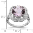 Sterling Silver Rhodium Checker-Cut Pink Quartz Ring