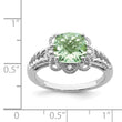 Sterling Silver Rhodium Checker-Cut Green Quartz & Diamond Ring