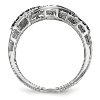 Sterling Silver Black and White Diamond Ring