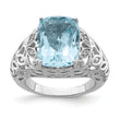 Sterling Silver Rhodium Sky Blue Topaz & Diamond Ring