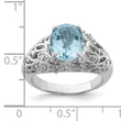 Sterling Silver Rhodium Sky Blue Topaz & Diamond Ring