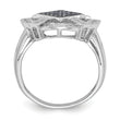 Sterling Silver Polished Black & White Diamond Ring