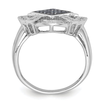 Sterling Silver Polished Black & White Diamond Ring