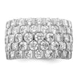 Sterling Silver Rhodium-plated CZ Wide Band Ring
