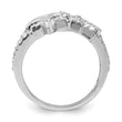 Sterling Silver Rhodium Plated CZ Triple Star Ring