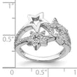 Sterling Silver Rhodium Plated CZ Triple Star Ring