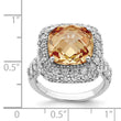 Sterling Silver Champagne & Clear CZ Ring