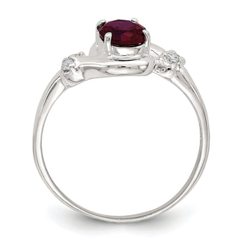 Sterling Silver Red Oval CZ Ring