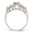 Sterling Silver Pink Round CZ WithSide Stones Ring