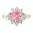 Sterling Silver Pink Oval CZ Cluster Ring