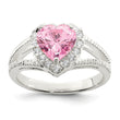 Sterling Silver Pink CZ Heart Ring