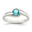 Sterling Silver Light Blue Round Bezel CZ Ring
