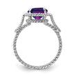 Sterling Silver Rhodium-plated Amethyst Twisted Circle Ring