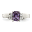 Sterling Silver Purple & White CZ Ring