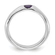 Sterling Silver Purple Oval CZ Half Bezel Ring