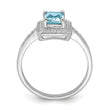 Sterling Silver Rhodium Plated Diamond & Light Swiss Blue Topaz Ring