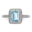 Sterling Silver Rhodium Plated Diamond & Light Swiss Blue Topaz Ring
