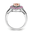 Sterling Silver Rhodium Morganite Heart Ring