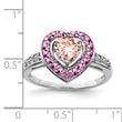 Sterling Silver Rhodium Morganite Heart Ring