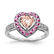 Sterling Silver Rhodium Morganite Heart Ring