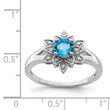 Sterling Silver Rhodium Diamond & Light Blue Topaz Ring