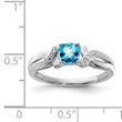 Sterling Silver Rhodium Light Swiss Blue Topaz & Diamond Ring